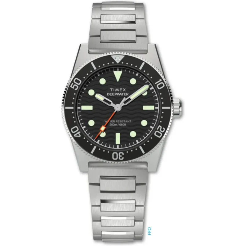 Timex DeepWater 41mm Black Dial Steel Mens Quartz Watch TW2W95200