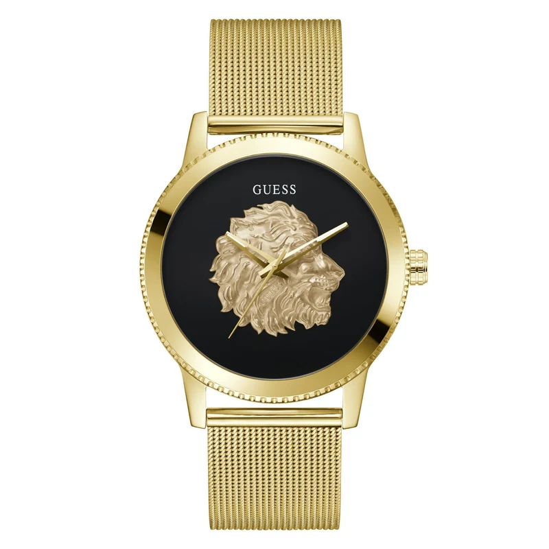 GUESS Gold Tone Analog Black Dial Men's Watch GW0702G1
