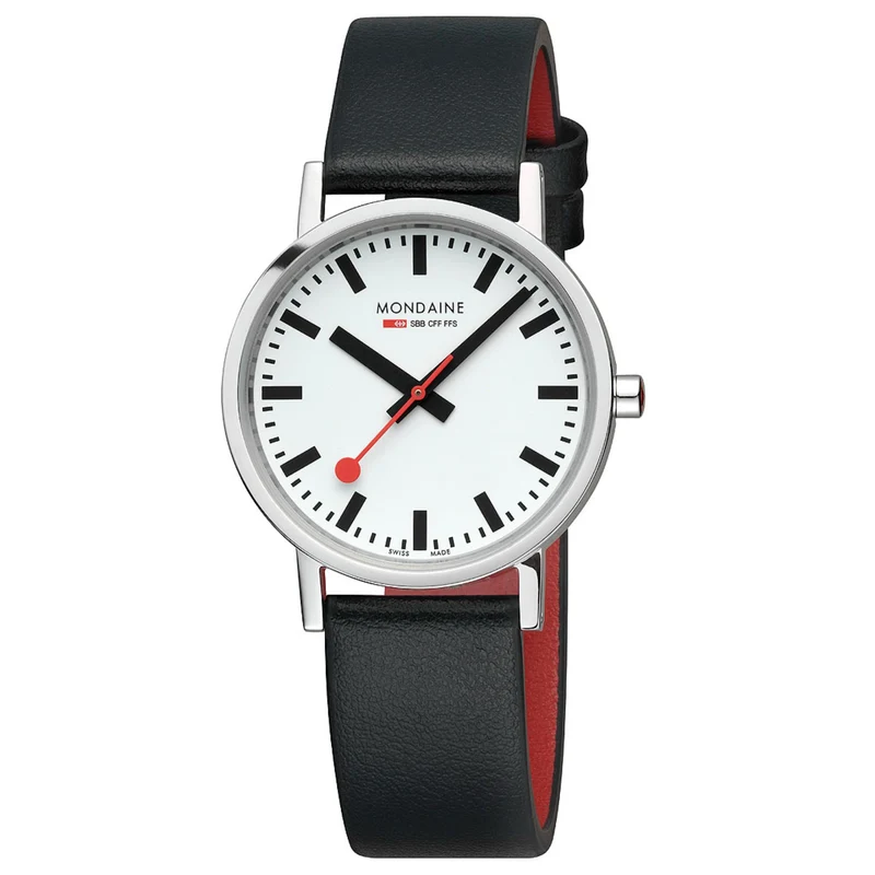 Mondaine Classic 36mm White Dial Leather Quartz Watch A660.30314.11SBBV