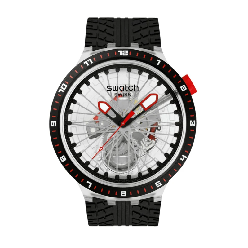 Swatch THE PILGRIM - TREAD ON IT Transparent Dial Silicone Watch SB05K103