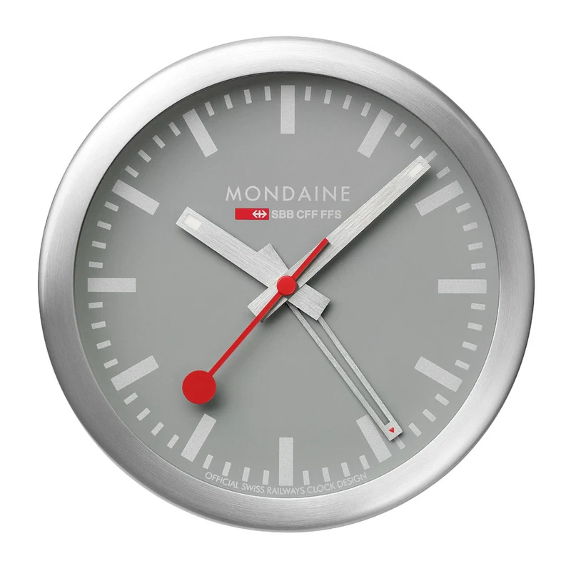 Mondaine Good Grey Aluminium Table and Alarm Clock A997.MCAL.86SBV.1