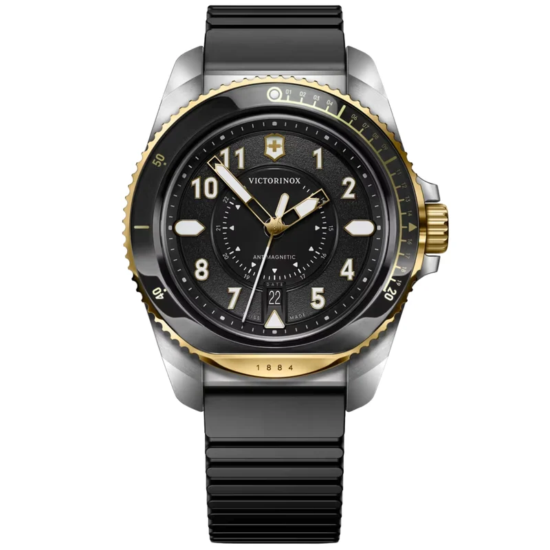Victorinox Journey 1884 43mm Black Dial Rubber Mens Quartz Watch 242014