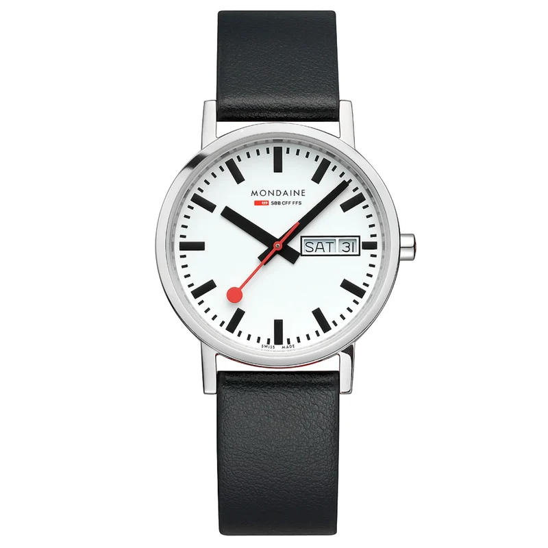 Mondaine Classic Day Date White Dial Leather Strap Watch A667.30314.11SBBV