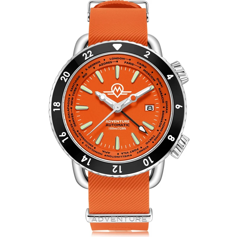 Monro Adventure Sunset Orange Dial Automatic Men's Watch MA-3