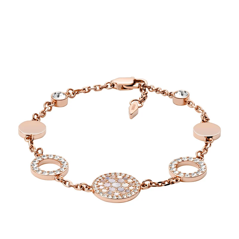 Fossil Mosaic Mother-of-Pearl Disc Station Bracelet Women’s JF01739791