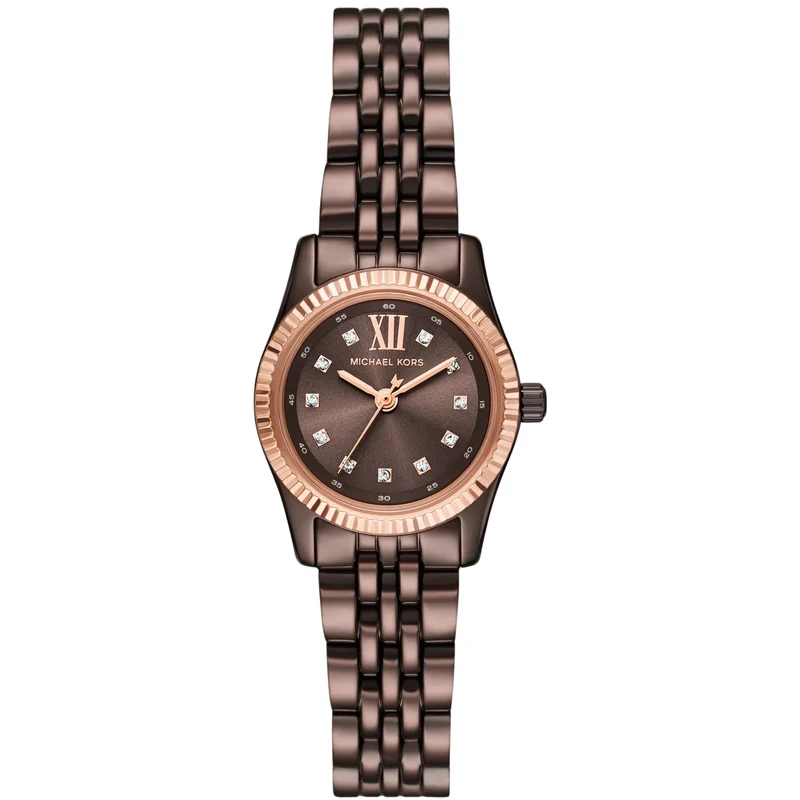 Michael Kors Petite Lexington 26mm Brown Dial Steel Ladies Quartz Watch MK4844