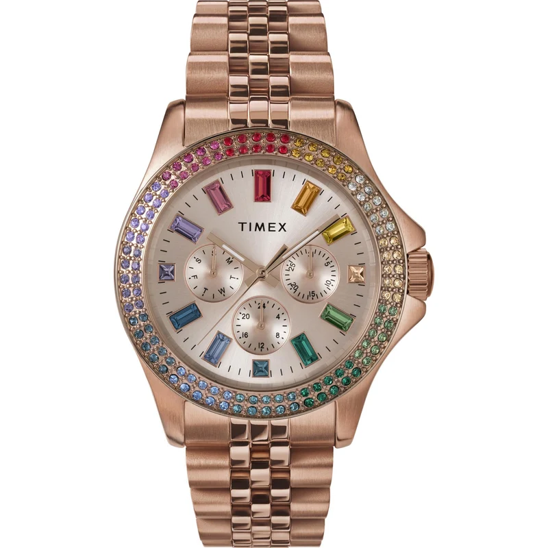 Timex Kaia 40mm Chronograph Rose Gold Dial Steel Ladies Quartz Watch TW2W34200