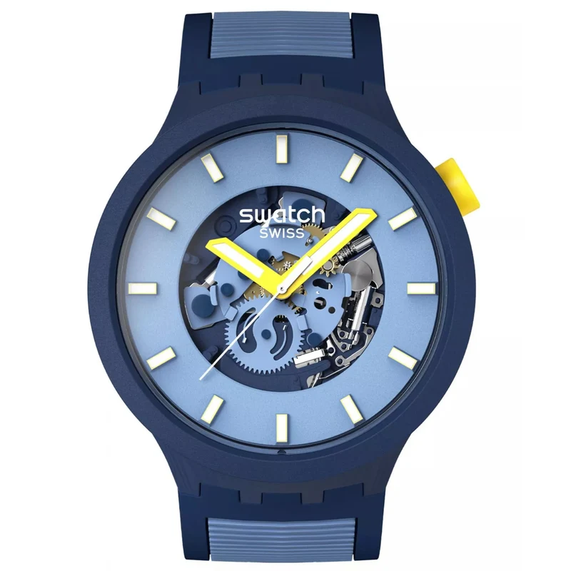 Swatch BELOW THE HORIZON Quartz Dark Blue Dial Silicone Strap Watch SB05N117