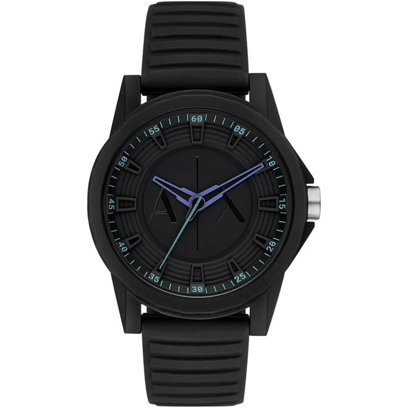 Armani Exchange Ourterbanks 44mm Black Dial Silicone Mens Quartz Watch AX2533