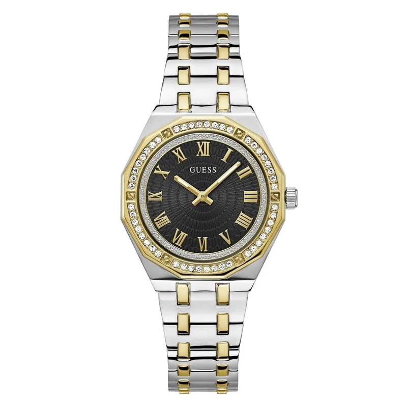 GUESS Two-Tone Stainless Steel Analog Black Dial Ladies Watch GW0770L4