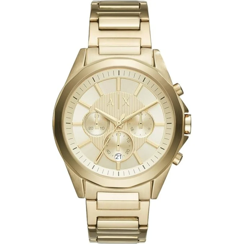 Armani Exchange Cayde 44mm Chronograph Gold Dial Steel Mens Quartz Watch AX2602