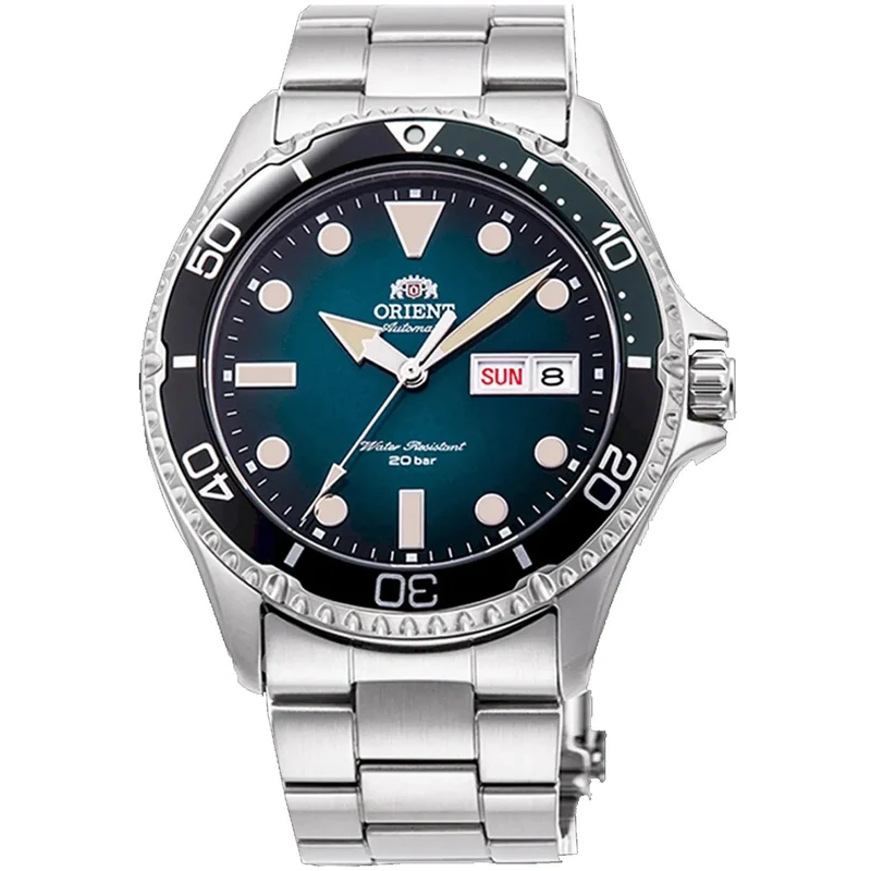 Orient Mako 42mm Kamasu Ex-Display Teal Dial Steel Mens Automatic Watch RA-AA0811E19B