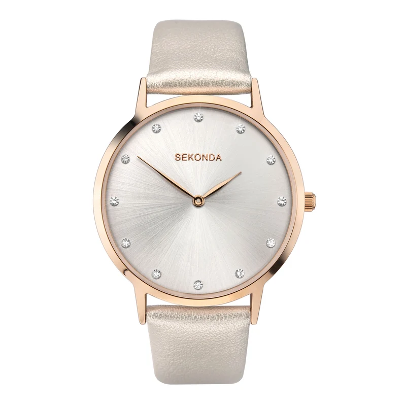 Sekonda Quartz Silver Dial Silver Leather Strap Ladies Watch 2939