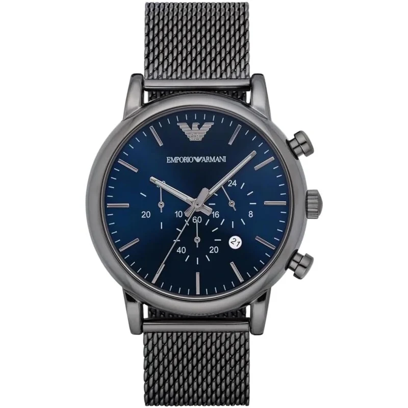 Emporio Armani Gianni T-Bar 46mm Chronograph Blue Dial Steel Mens Quartz Watch AR1979