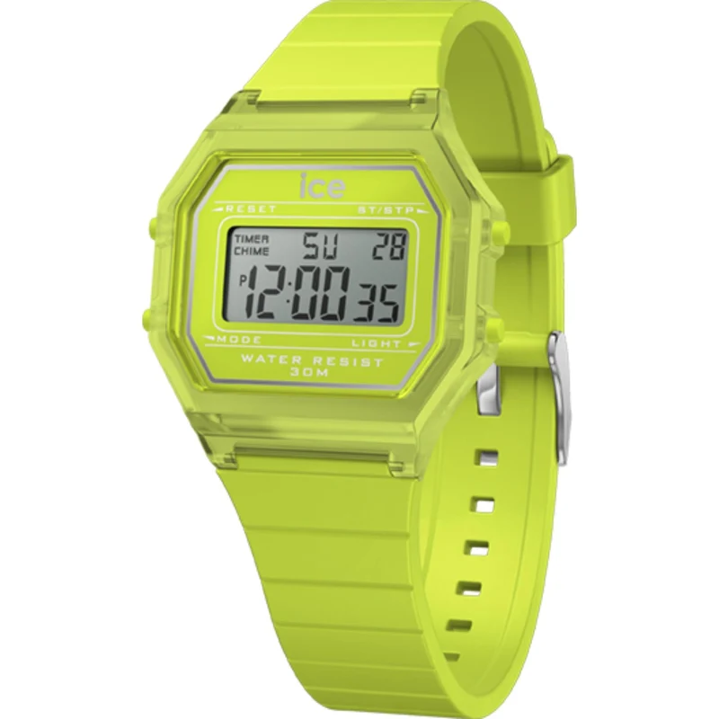 ICE Digit Retro Green Lime Clear Silicone Strap Digital Watch 022890