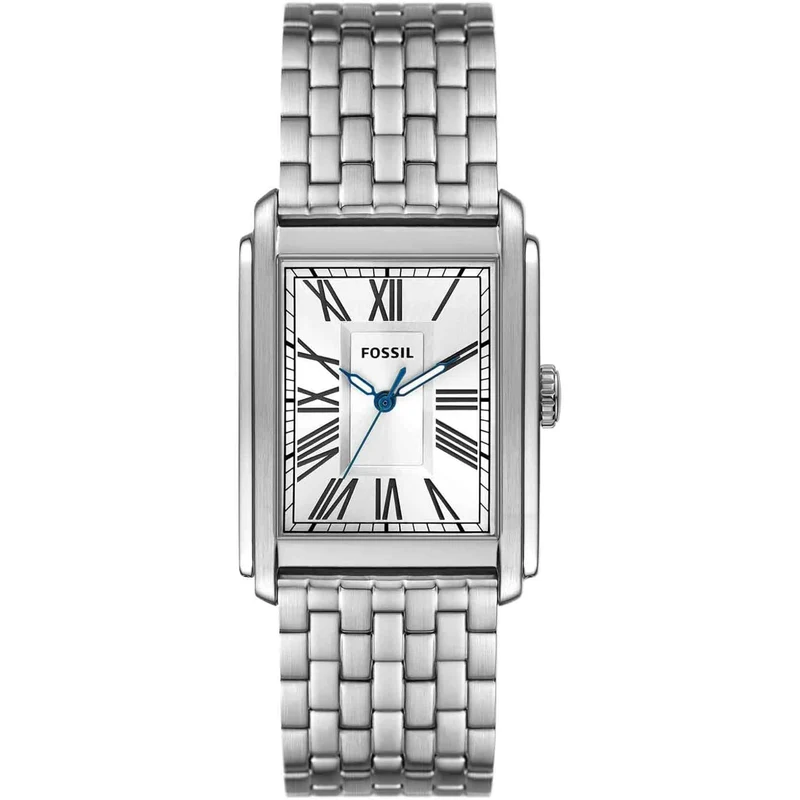 Fossil Carraway 30mm Silver Dial Steel Mens Quartz Watch FS6008