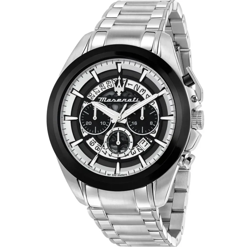 Maserati Traguardo Quartz Chronograph Silver Dial Steel Bracelet Men’s Watch R8873612059