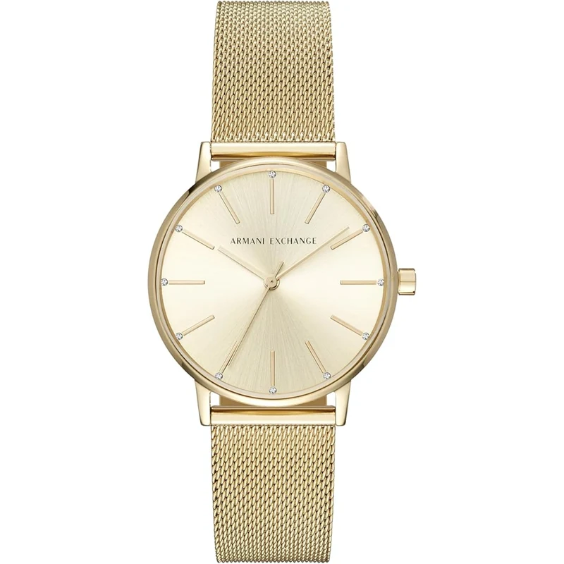 Armani Exchange Lola 36mm Gold Dial Steel Ladies Quartz Watch AX5536
