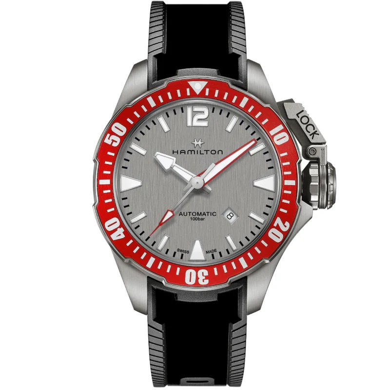 Hamilton Khaki Navy 46mm Grey Dial Rubber Mens Automatic Watch H77805380