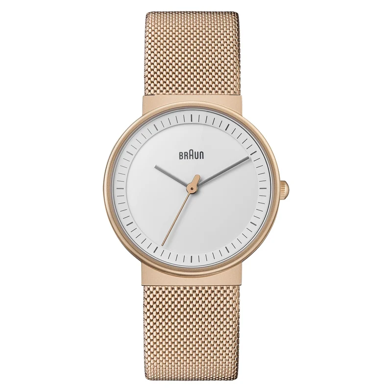 Braun Classic Quartz White Dial Steel Strap Ladies Watch BN0031RGMHL