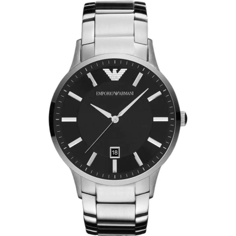 Emporio Armani Renato 43mm Black Dial Steel Mens Quartz Watch AR11181