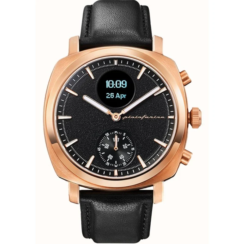 Pininfarina Senso Hybrid Sunburst Rose Black Dial Leather Watch PMH01A-03