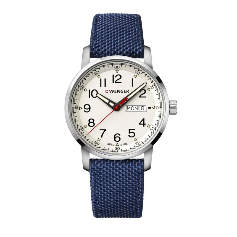 Wenger Attitude Heritage Quartz Cream Dial Blue Nylon Strap Men's Watch 01.1541.113