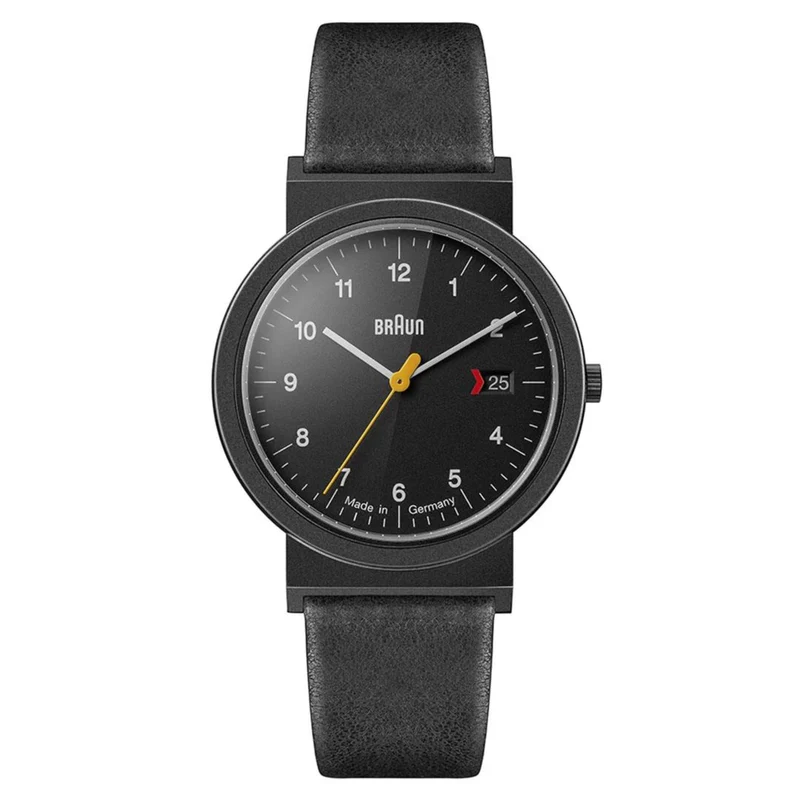 Braun Quartz Black Dial Black Leather Strap Men's Watch AW10EVOB