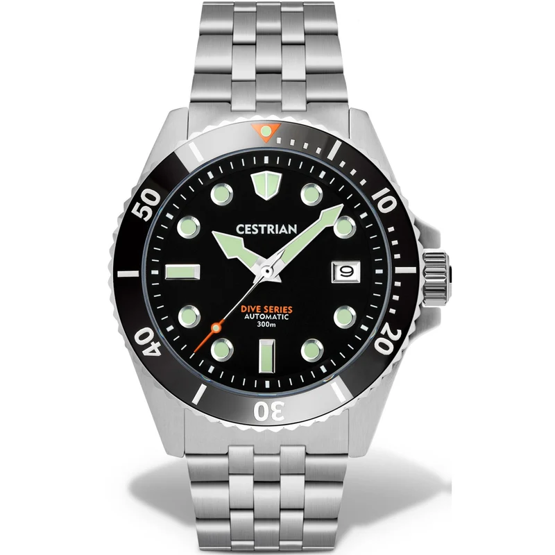Cestrian Dive Series V2 Black Dial Black Ceramic Bezel Steel Bracelet Automatic Men's Watch CD111B0771