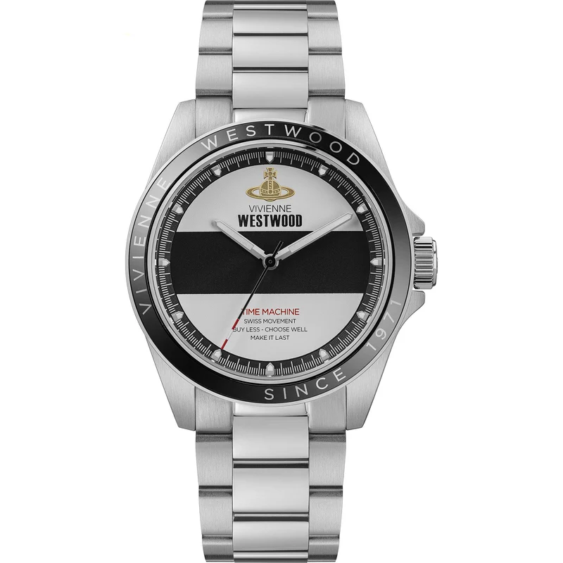 Vivienne Westwood The Blackwall Quartz Two-Tone Dial Stainless Steel Bracelet Strap Men's Watch VV293BKSL