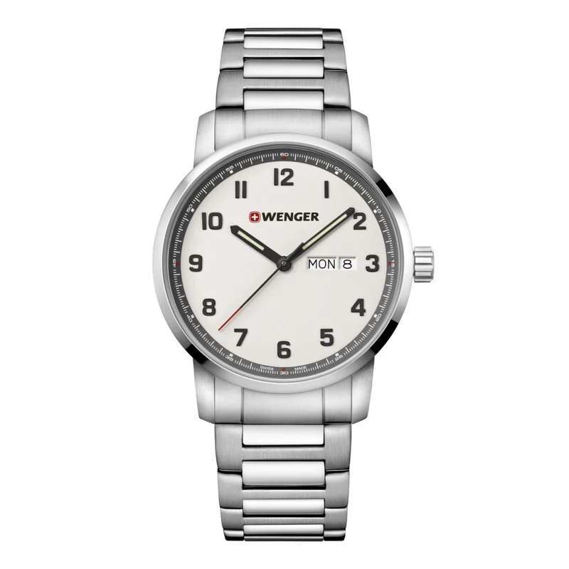 Wenger Attitude Heritage Quartz Cream Dial Black Stainless Steel Bracelet Men's Watch 01.1541.120