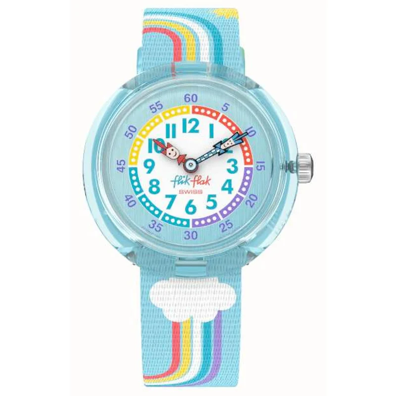 Flik Flak Rainbow Dreams Blue Rainbow Fabric Strap Kids Watch Watch FBNP194