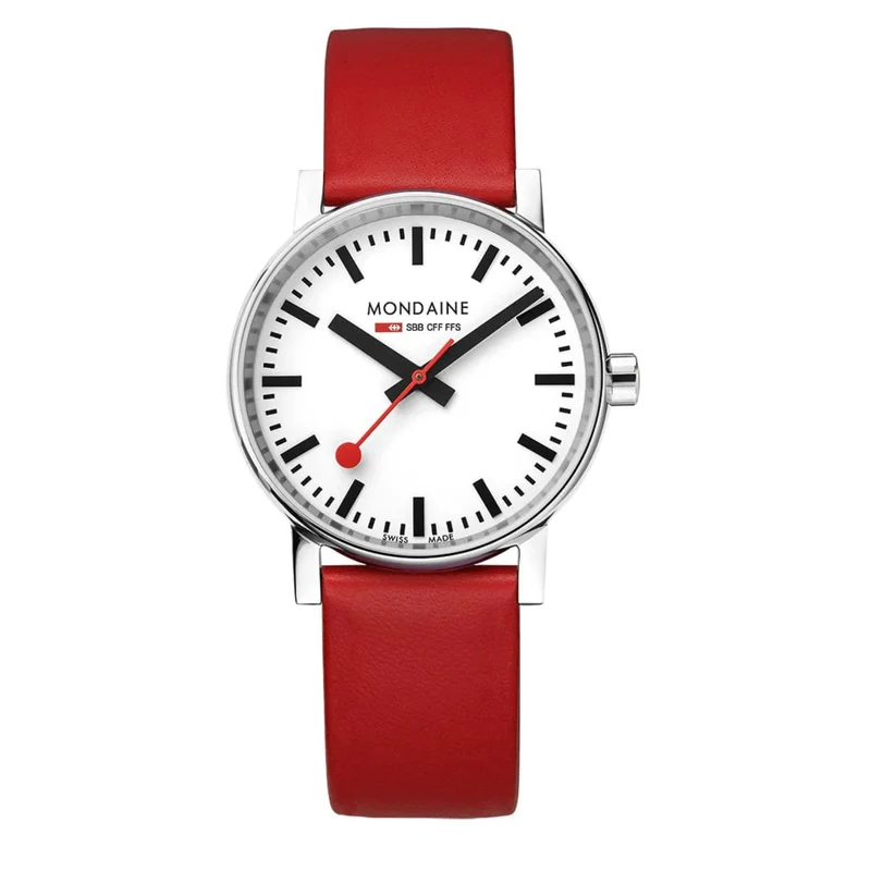 Mondaine Evo2 35mm White Dial Leather Quartz Watch MSE.35110.LCV