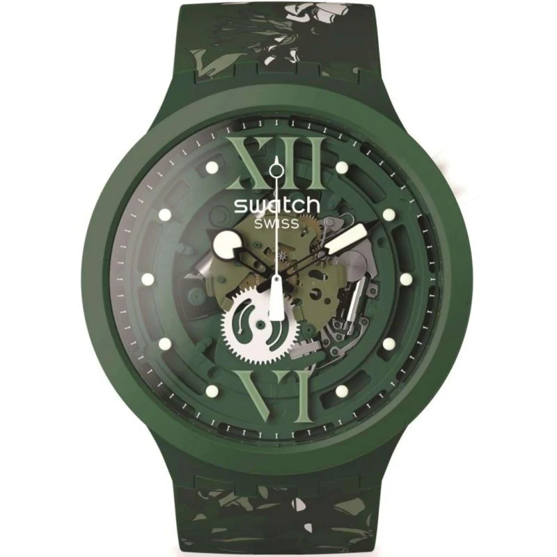 Swatch CAMOFLOWER GREEN Big Bold Bioceramic Watch SB05G104