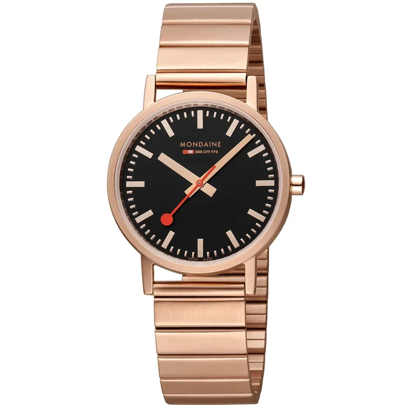 Mondaine Classic 36mm Black Dial Steel Quartz Watch A660.30314.16SBR