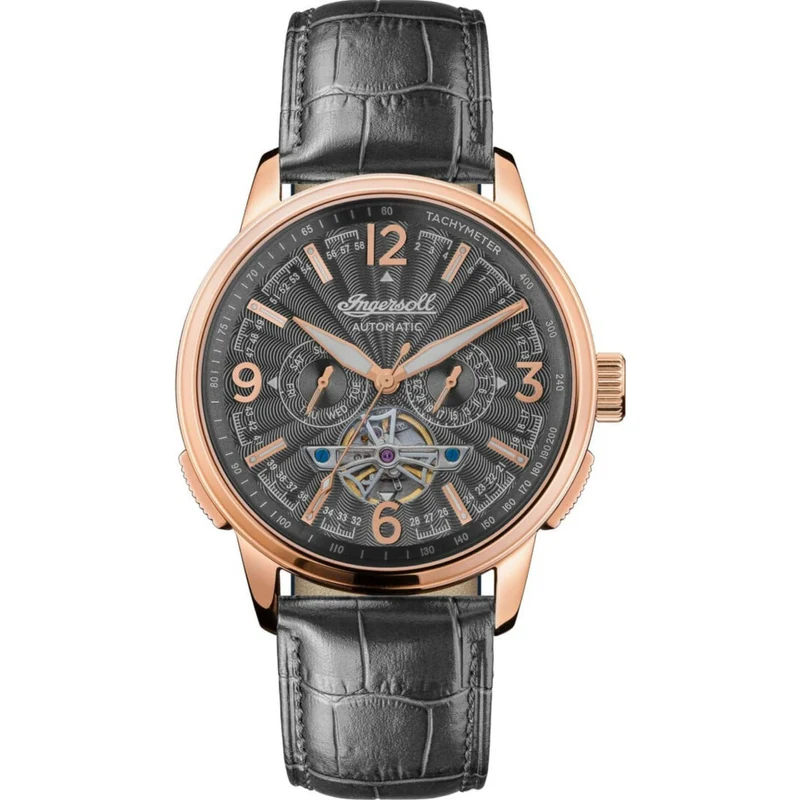 Ingersoll The Regent Automatic Black Dial Leather Strap Men's Watch I00302B