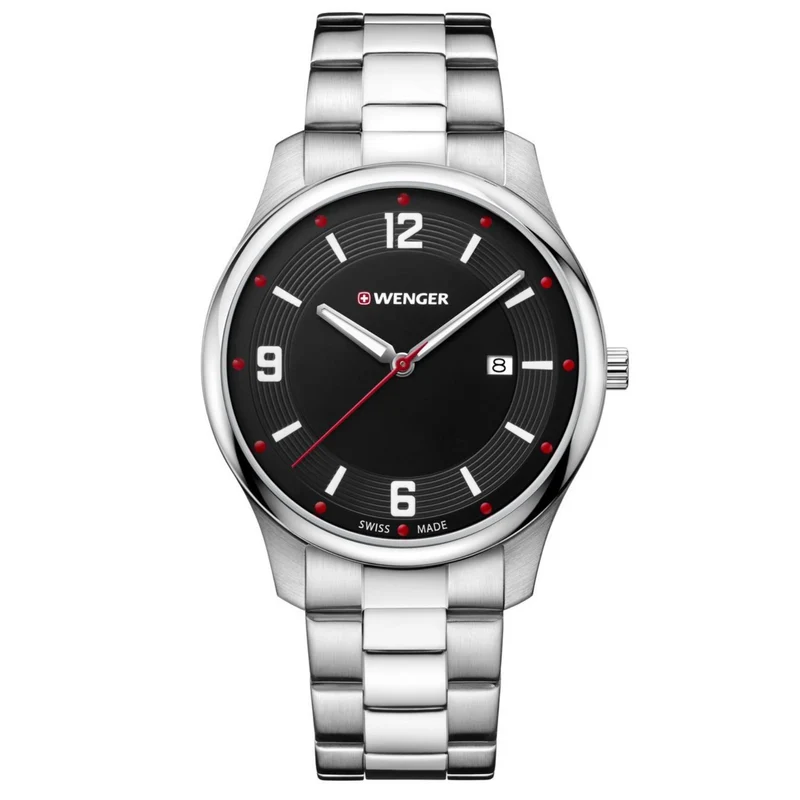 Wenger City Active Black Dial Silver Stainless Steel Bracelet Men's Watch 01.1441.110