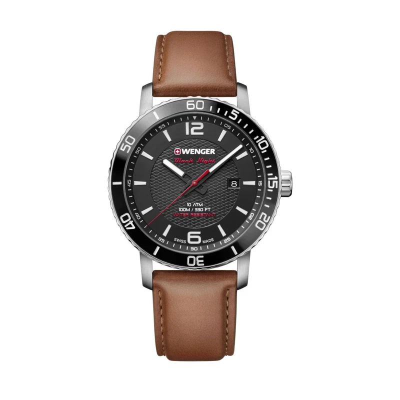 Wenger Roadster Black Dial Brown Leather Strap Men's Watch 01.1841.105