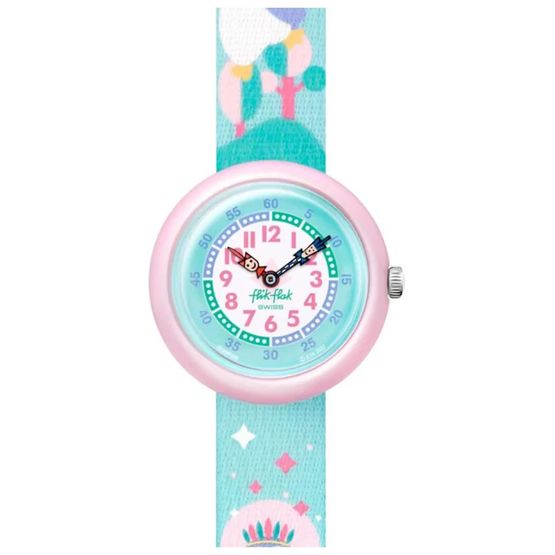 Flik Flak Rainbow Dreams Blue Rainbow Fabric Strap Kids Watch FBNP194
