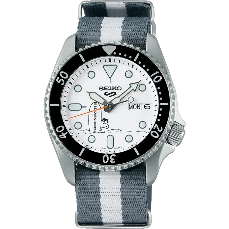 Seiko 5 Sports X Peanuts Surfboard Limited Edition Automatic White Dial Watch SRPK25K1