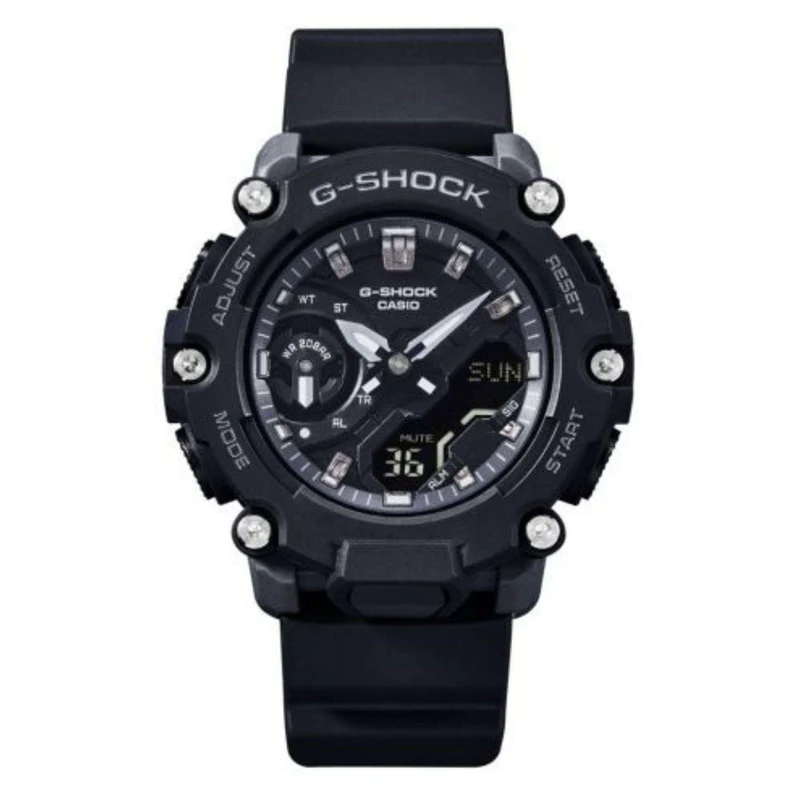 Casio G-Shock S2200 Monochrome Colour Series Black Dial Black Rubber Men's Watch GMA-S2200-1AER