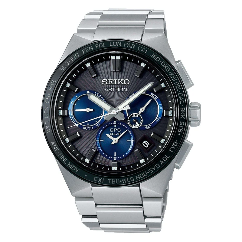 Seiko Astron "Sunray Dark Night" Black Dial Titanium Bracelet Men's Watch SSH119J1