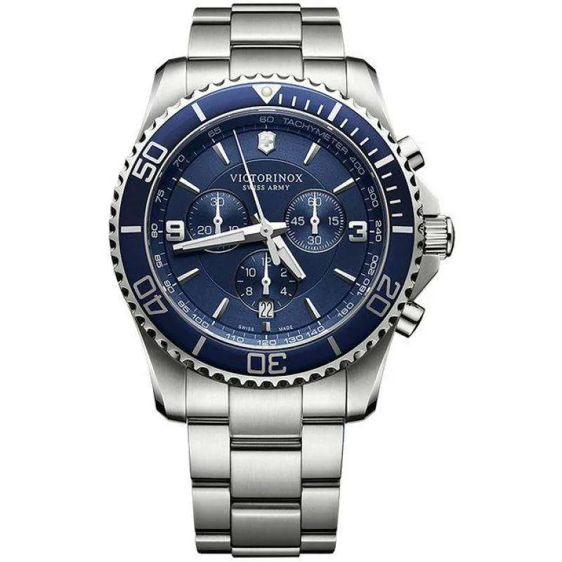 Victorinox Maverick 43mm Chronograph Blue Dial Steel Mens Quartz Watch 241689
