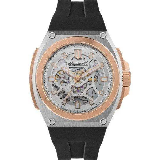 Ingersoll 1892 The Motion Automatic Silver Dial Black PU Rubber Strap Men's Watch I11703