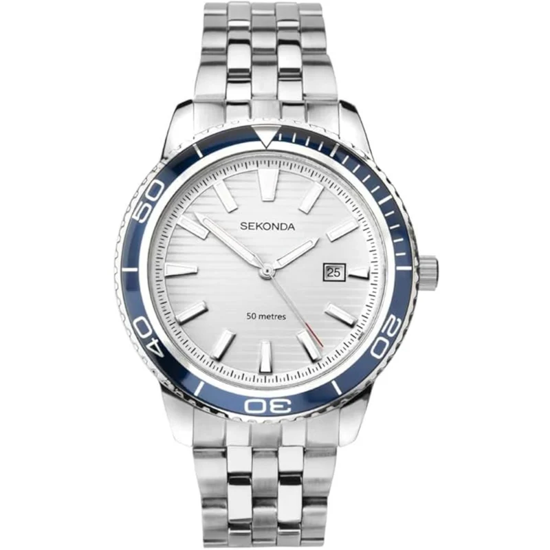 Sekonda Sports Quartz Silver Dial Stainless Steel Bracelet Men's Watch 1790