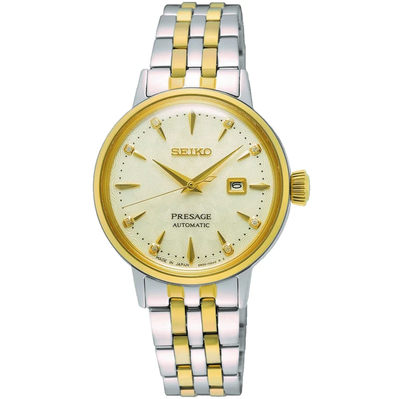 Seiko Presage Cocktail Time ‘White Lady’ Diamond Twist Cream Dial Ladies Watch SRE010J1