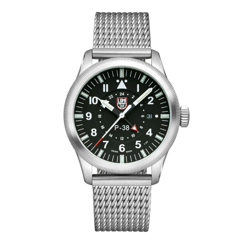 Luminox P-38 Lightning Collection Black Dial Milanese Bracelet Men's Watch XA.9522