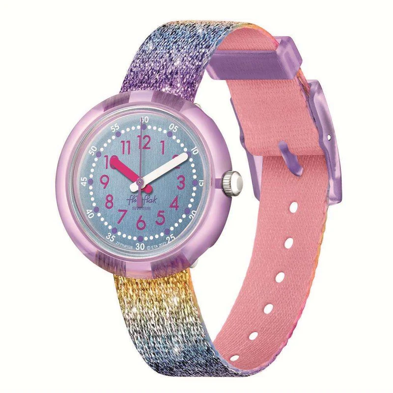 Flik Flak Shine in Rainbow Quartz Blue Dial ZFPNP128