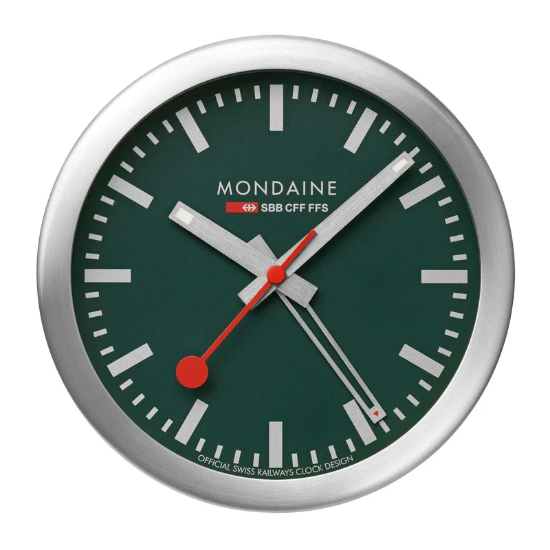 Mondaine Aluminium Case Park Green Table and Alarm Clock A997.MCAL.66SBV