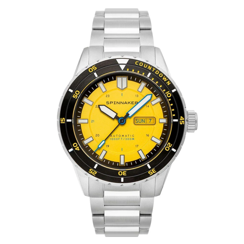 Spinnaker Hass Automatic Safety Yellow Dial Stainless Steel Bracelet Mens Watch SP-5099-33